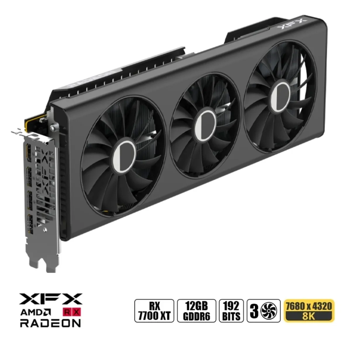 XFX - Tarjeta Gráfica Xfx Radeon Rx 7700 Xt, 12Gb, 192 Bit, Alto Rendimiento Para Gaming