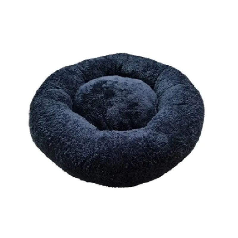 GENERICO - Cama tipo dona peluche hipoalergénico azul para mascotas M