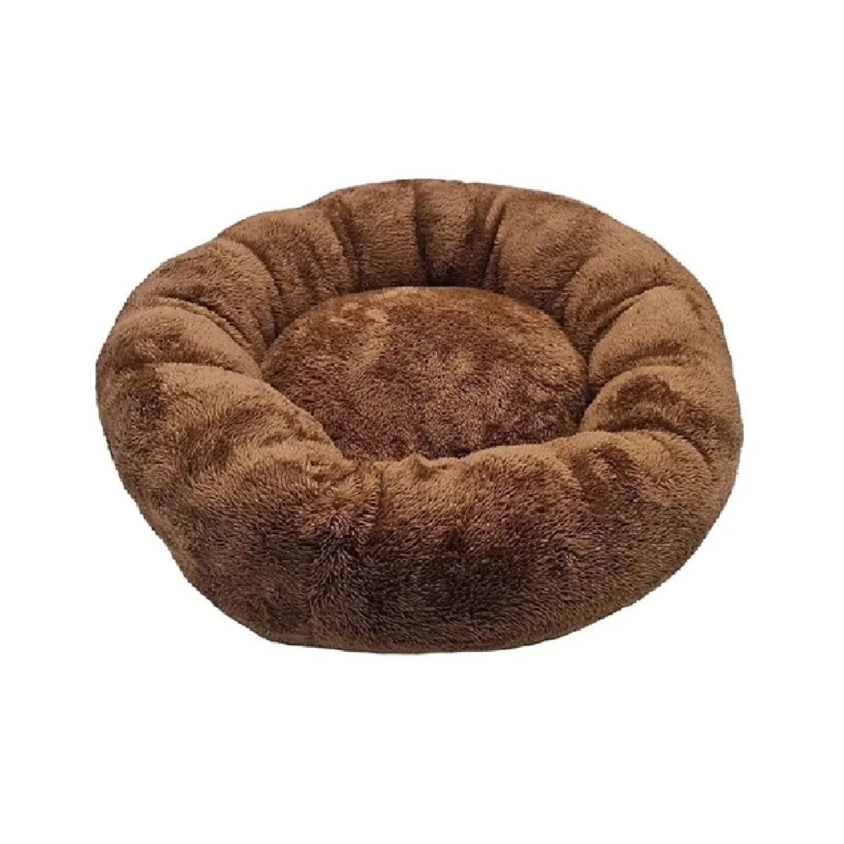 GENERICO - Cama tipo dona peluche hipoalergénico marrón para mascotas M