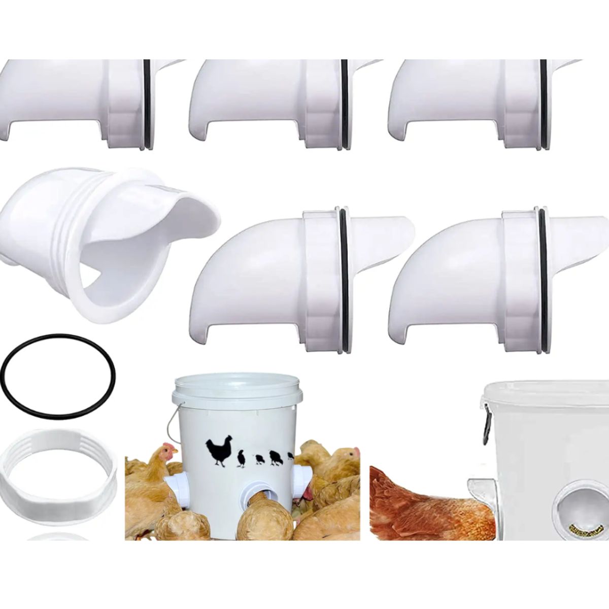 GENERICO - Pack de 06 Comederos Automático Antilluvia BLANCO para Aves