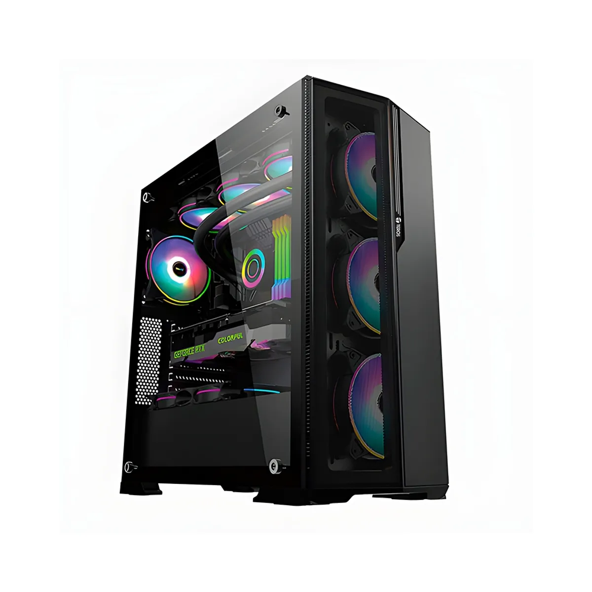 TEROS - Cabina Gamer Teros Te1175N, Mid Tower Negra, Con Conexión Usb 3.0 Y 2.0, Soporte De Audio.