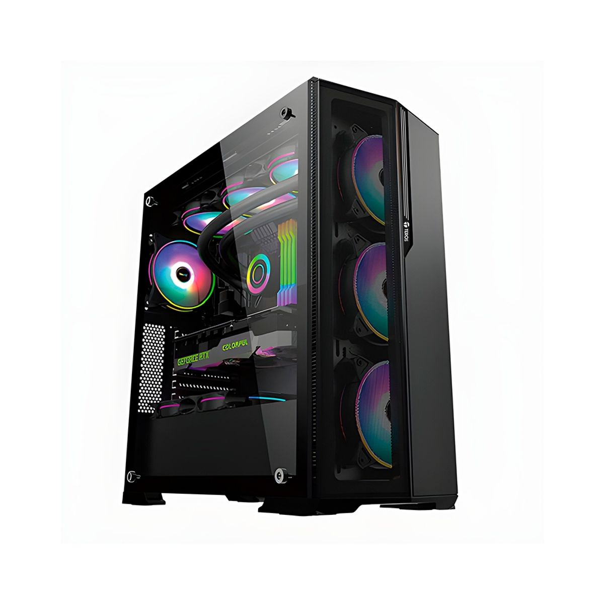 TEROS - Cabina Gamer Teros Te1175N, Mid Tower Negra, Con Conexión Usb 3.0 Y 2.0, Soporte De Audio.