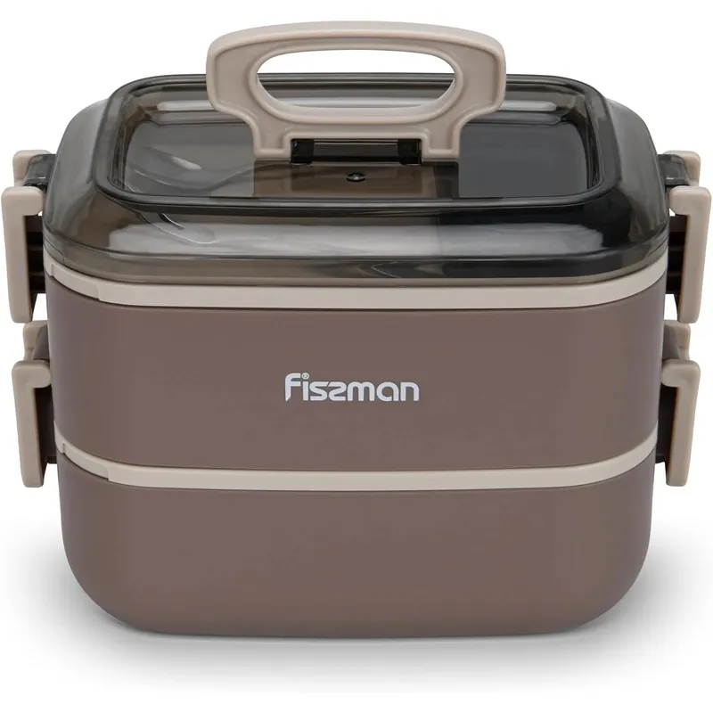 FISSMAN - Lonchera Doble Nivel Acero Inoxidable Hermética 1800ml