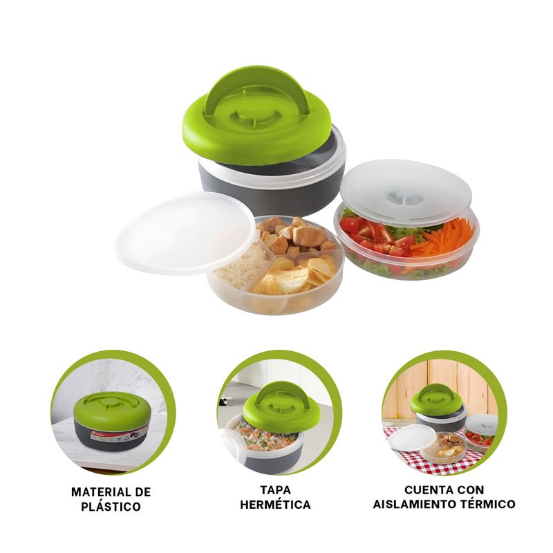 GENERICO - Pack2 Termo Circular en Verde Claro y Plom Y+Ligas de Regalo