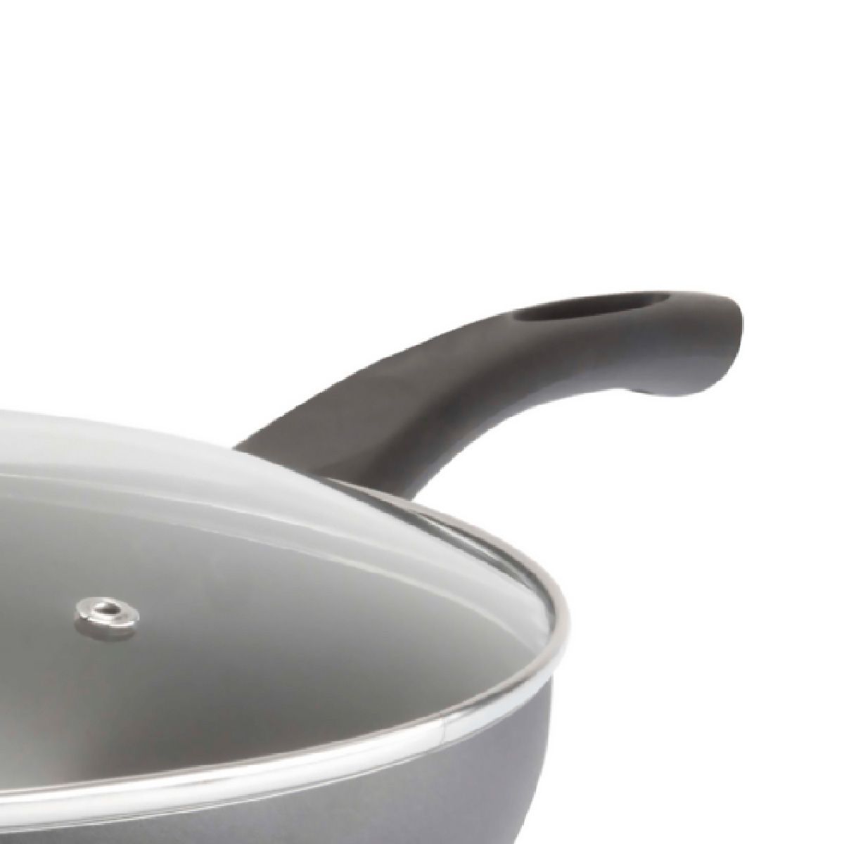 RECORD - Sartén Wok Antiadherente 30 cm Tapa de Vidrio