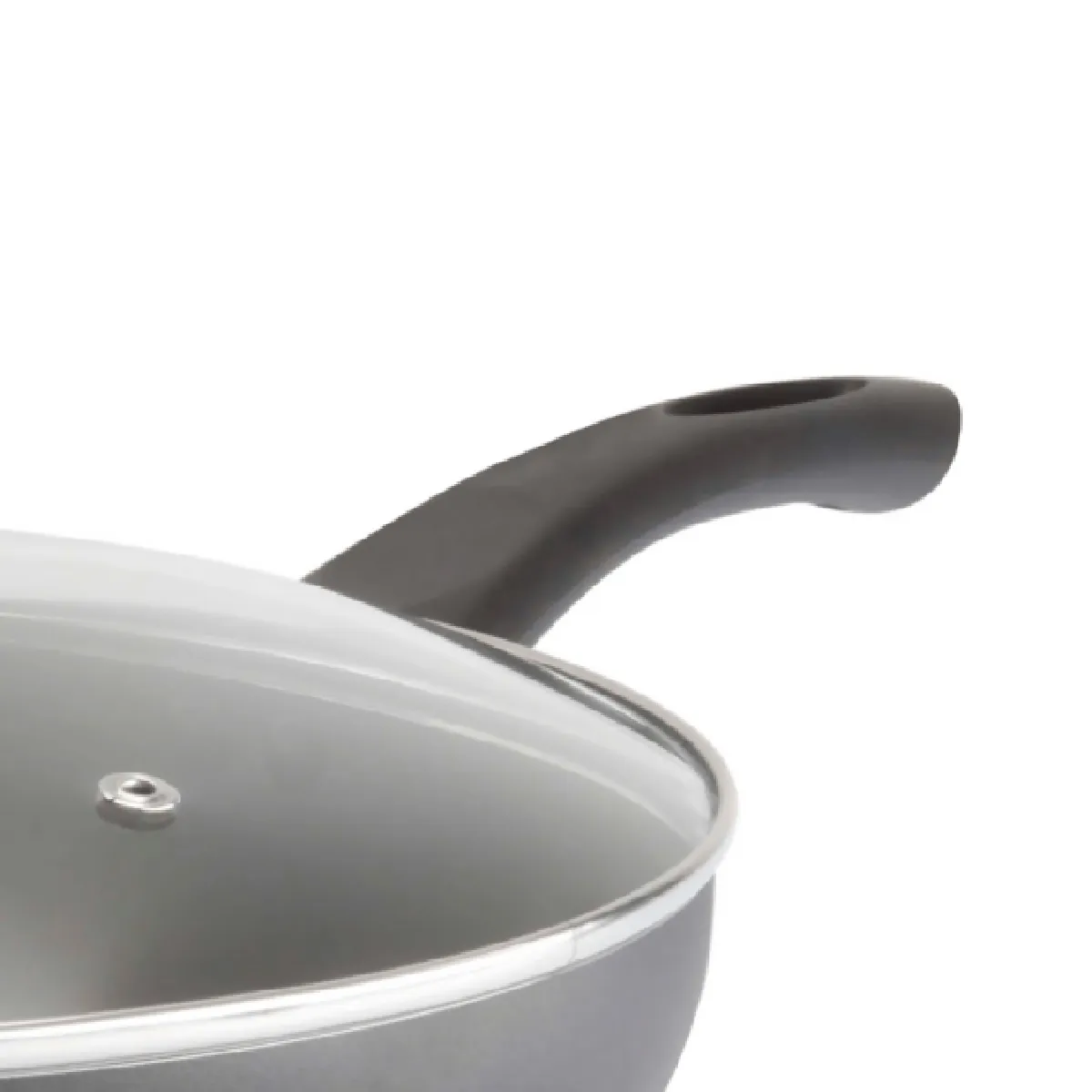 RECORD - Sartén Wok Antiadherente 30 cm Tapa de Vidrio