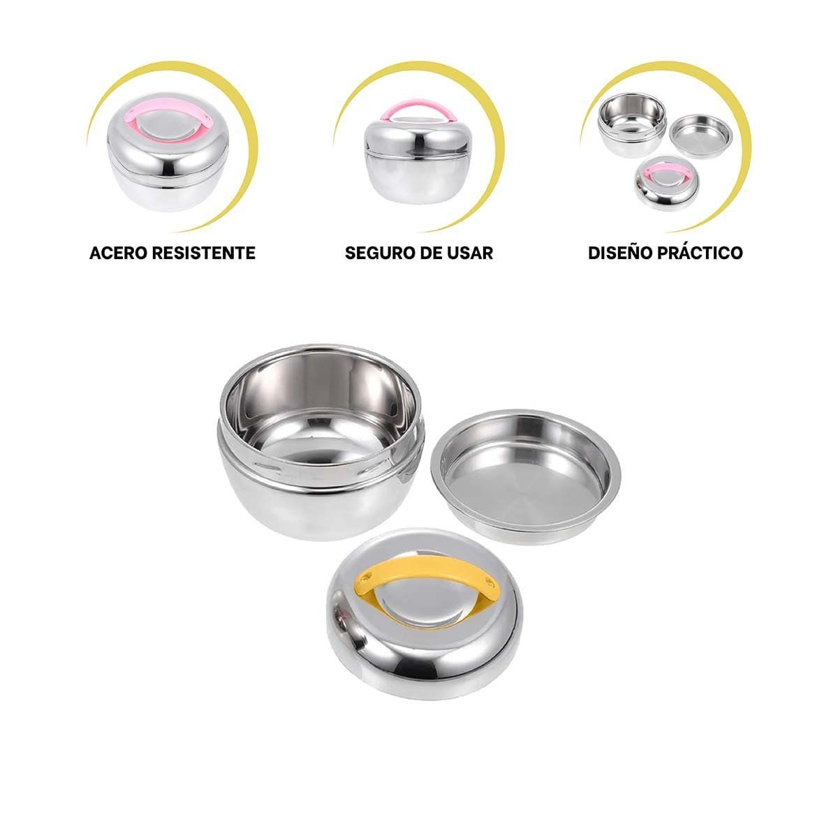 RYBIU IMPORT - Taper Termo Circular de 1L en Amarillo y Plateado