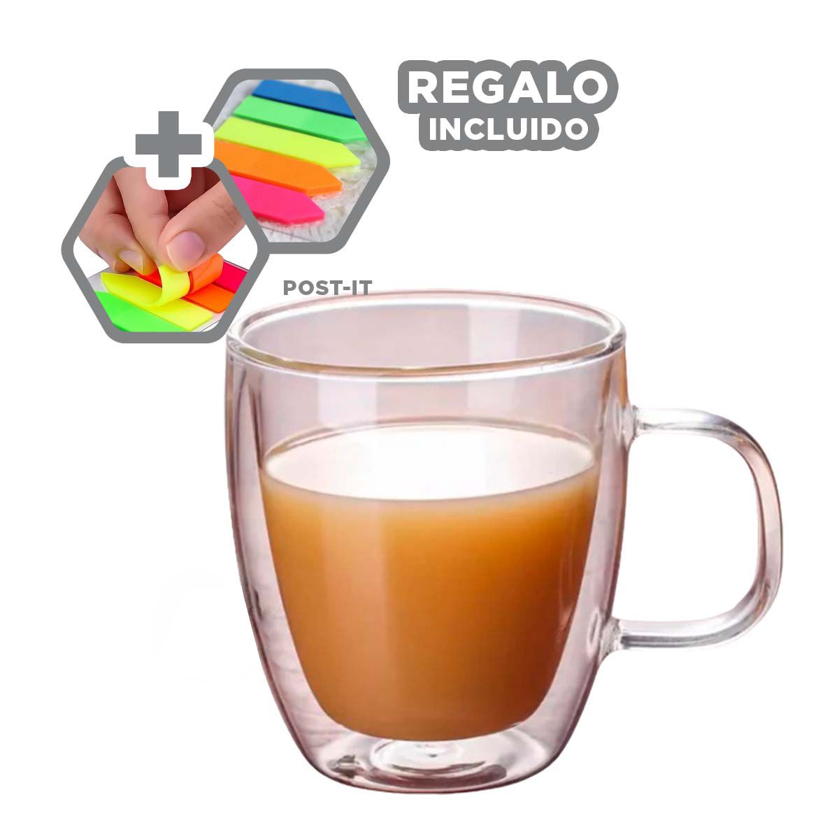 GENERICO - Copa Moderna para Liquidos 320ml Y+Post-it Adhesivos