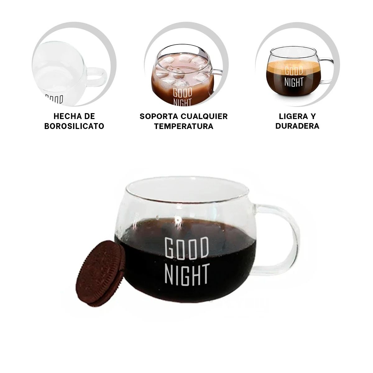 GENERICO - Pack2 Taza para Cocina Good Night Y+Banderitas Adhesivas