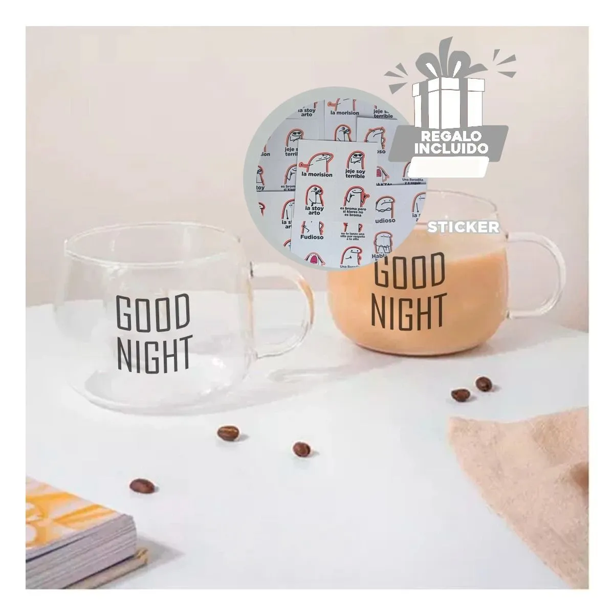 GENERICO - Pack12 Copa Dinamica Good Night Y+Regalo Stickers