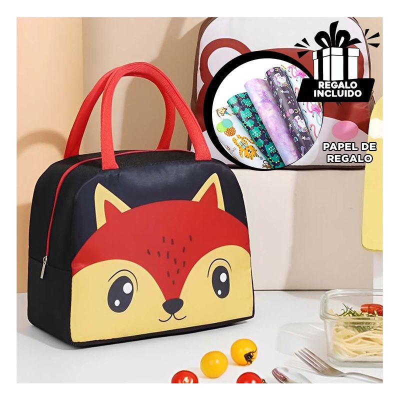 GENERICO - Lonchera Ligera Infantil Zorro Negro Y+Papel de Regalo