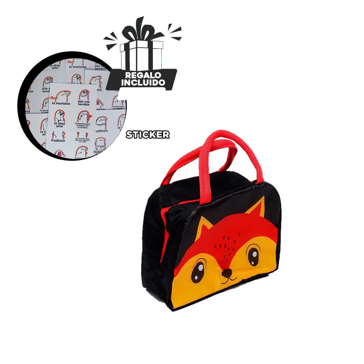 GENERICO - Lonchera de Poliester Termico Zorro Negro Y+Regalo Stickers