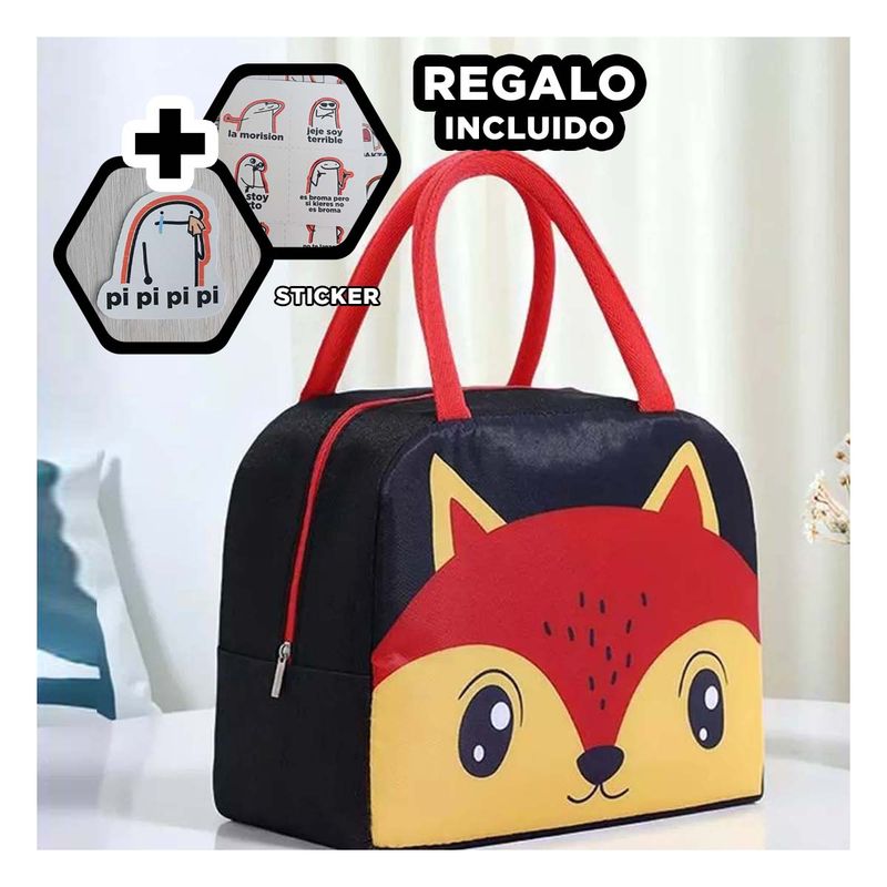 GENERICO - Pack6 Bolsa Termica Zorro Negro Y+Regalo Stickers