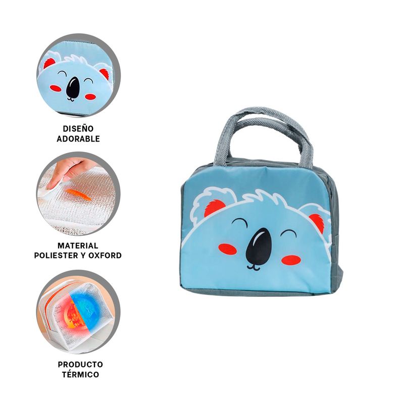 GENERICO - Pack2 Lonchera para el Colegio Koala Plomo Y+Regalo Agendita