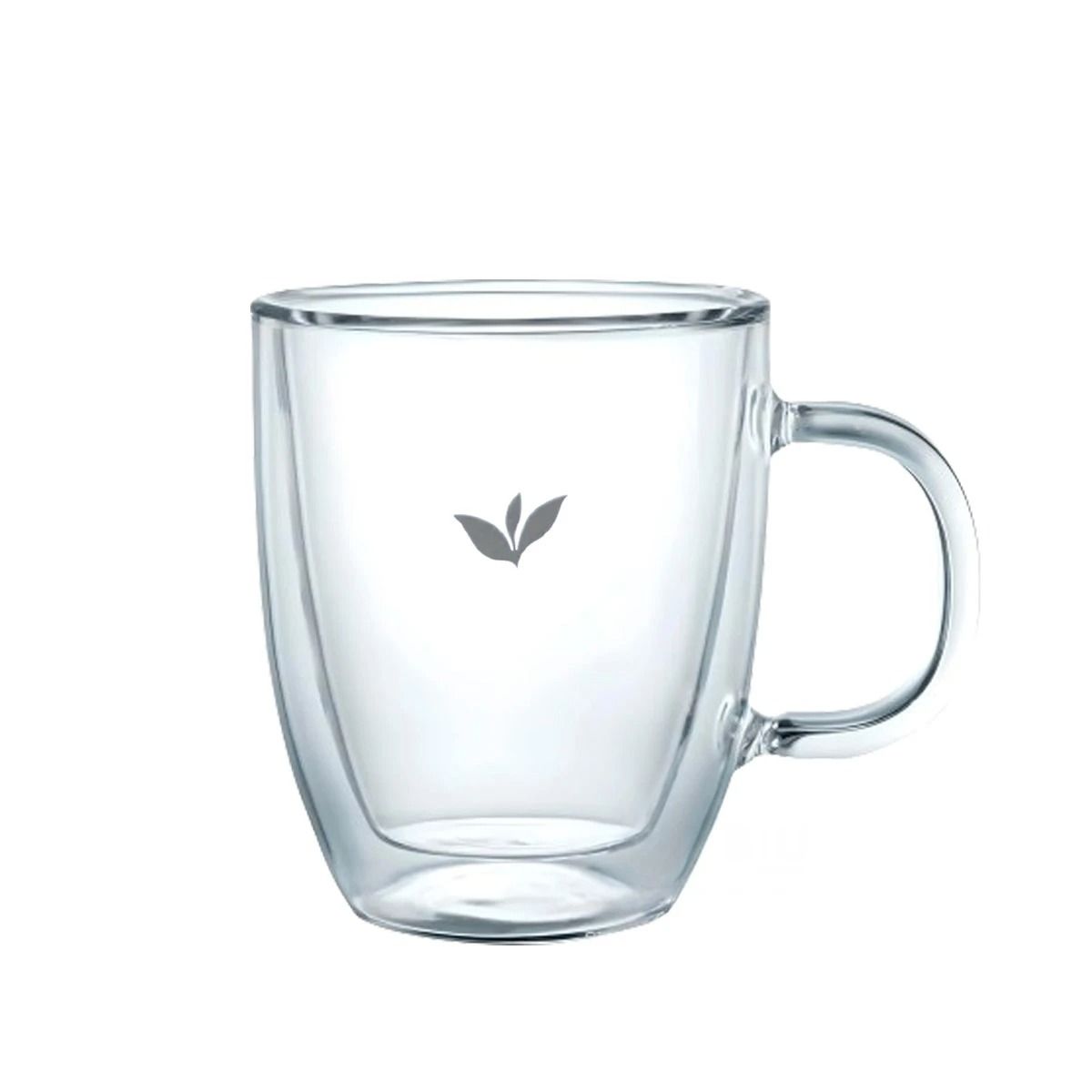 GENERICO - Taza de Vidrio con Diseño de Hojitas para Bebidas 250ml