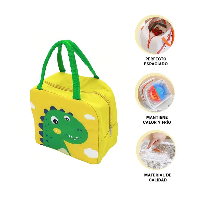 GENERICO - Pack2 Lonchera Almuerzo Dinosaurio Am Y+Banderitas Adhesivas