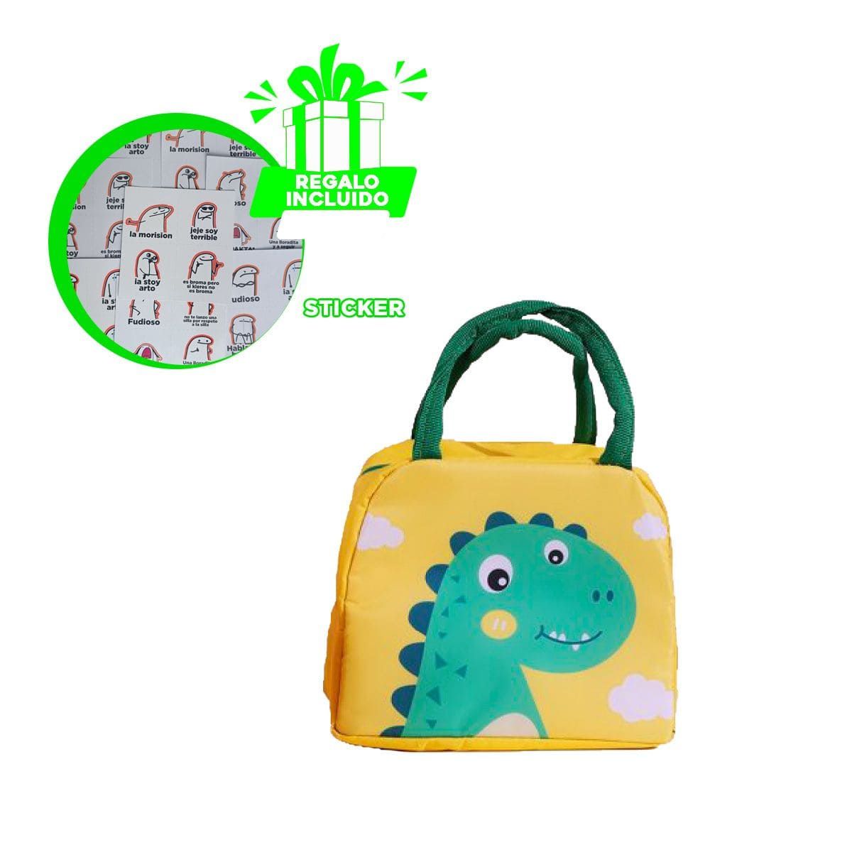 GENERICO - Pack6 Bolsa Termica Dinosaurio Amarillo Y+Regalo Stickers