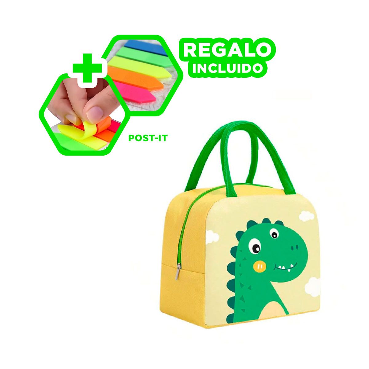 GENERICO - Pack12 Bolsa Infantil Dinosaurio Amar Y+Banderitas Adhesivas