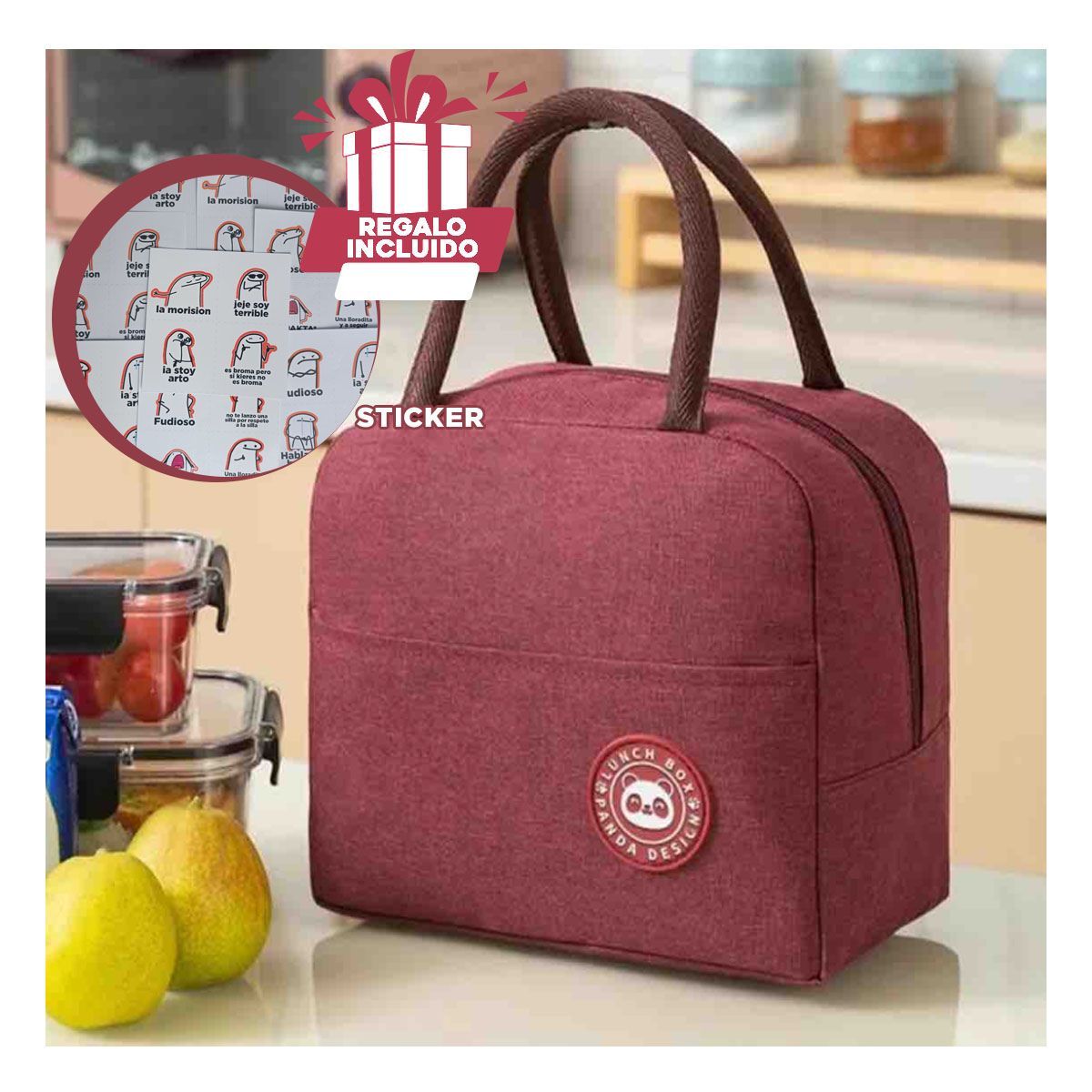 GENERICO - Lonchera para el Colegio Guinda Y+Regalo Stickers