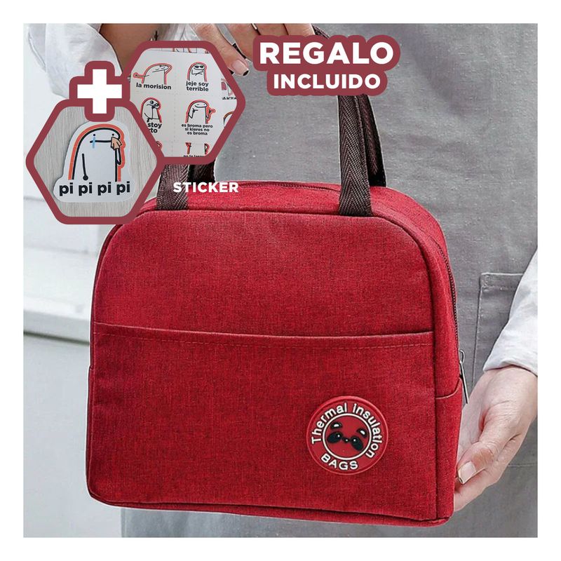 GENERICO - Pack6 Bolsa de Alimentos Termica Guinda Y+Regalo Stickers