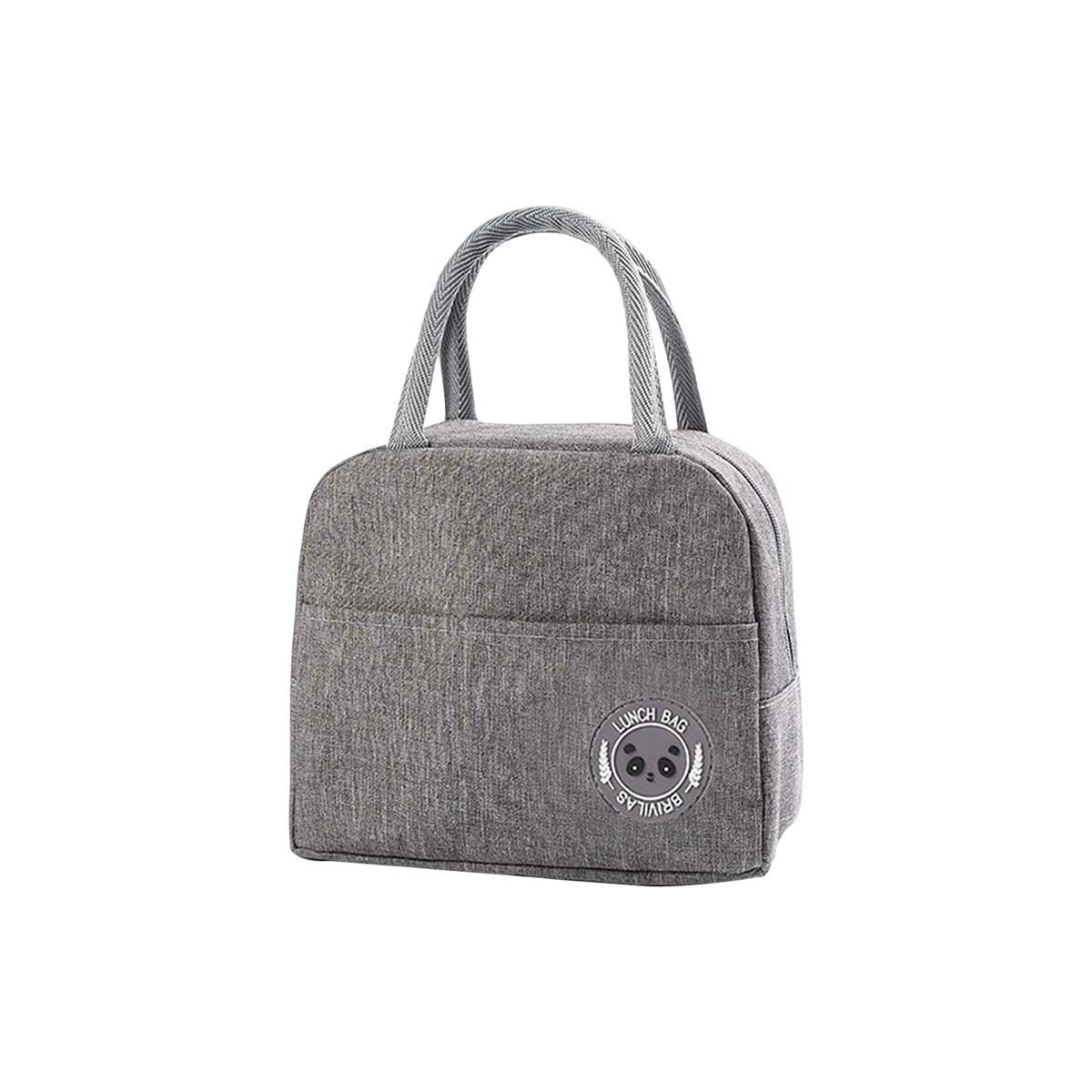 GENERICO - Lonchera con Bolsillo Exterior con Etiqueta Oso Plomo