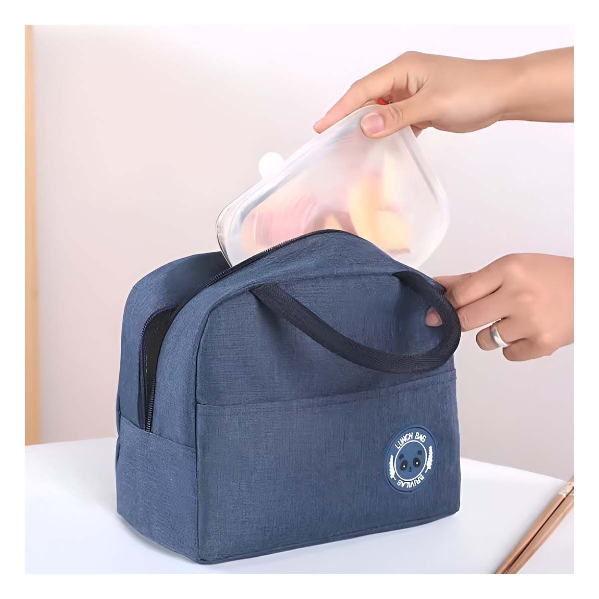 GENERICO - Pack4 Porta Refrigerio Ergonomico en Azul Y+Papel de Regalo