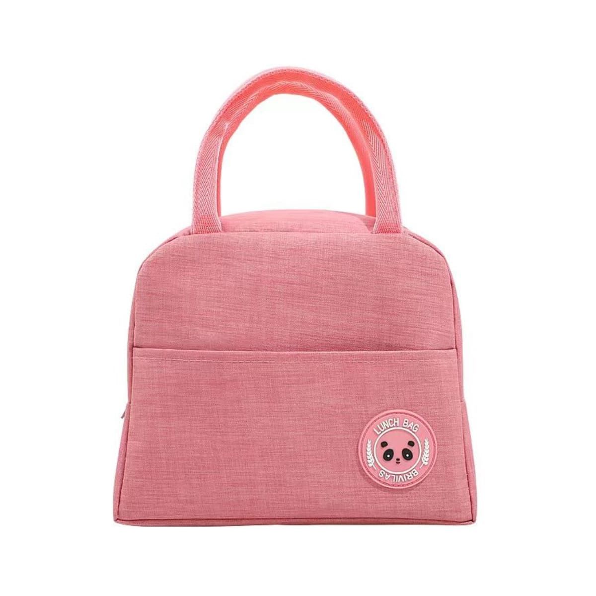 GENERICO - Lonchera con Bolsillo Exterior con Etiqueta Oso Rosado