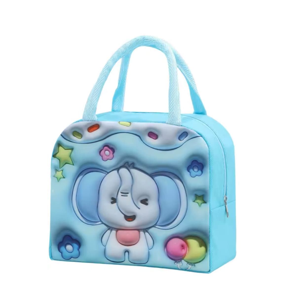 GENERICO - Lonchera Termica Kawaii Diseño de Elefante en Celeste