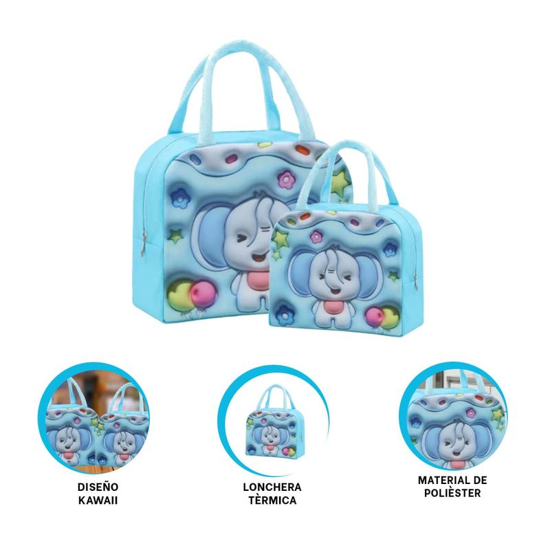 GENERICO - Pack2 Lonchera Isotermo para Colegio Celes Y+Regalo Agendita