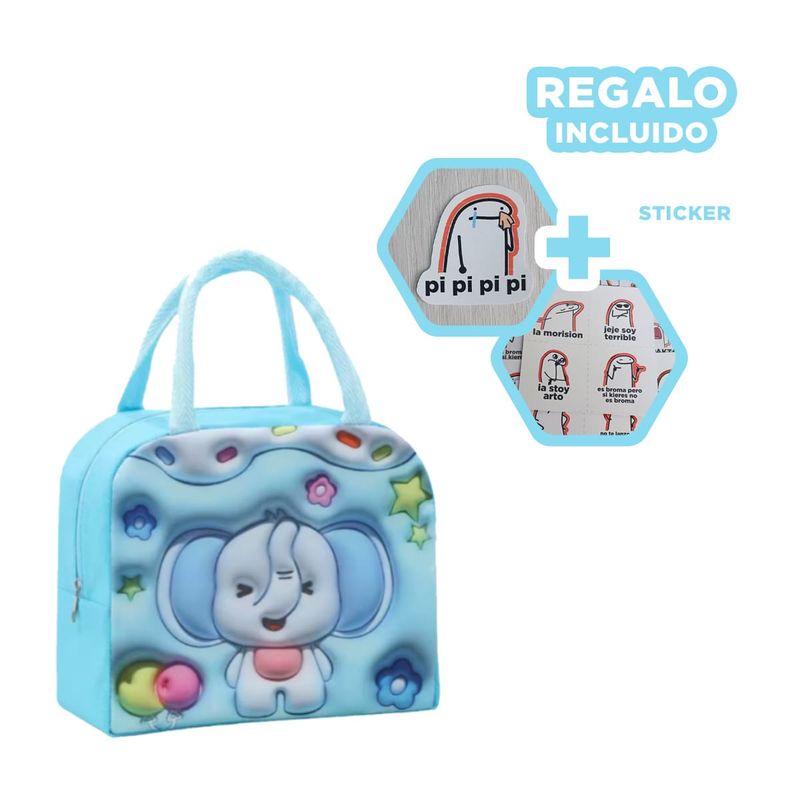 GENERICO - Pack6 Porta Refrigerio Termico en Celeste Y+Regalo Stickers