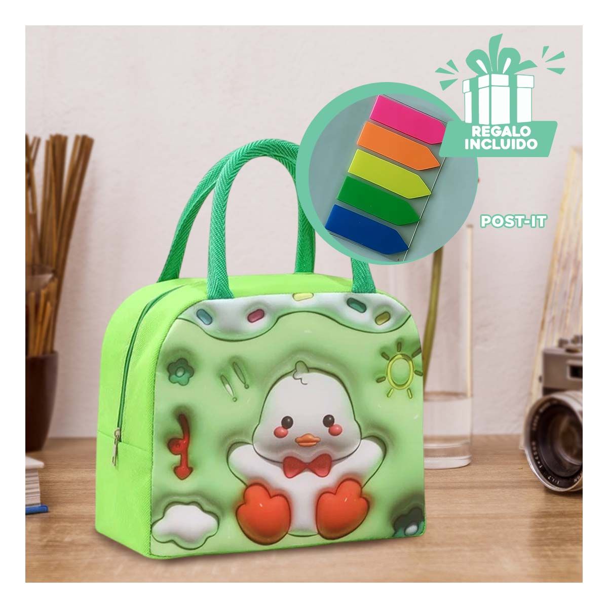 GENERICO - Porta Alimentos Infantil en VerdeY+Post-it Adhesivos