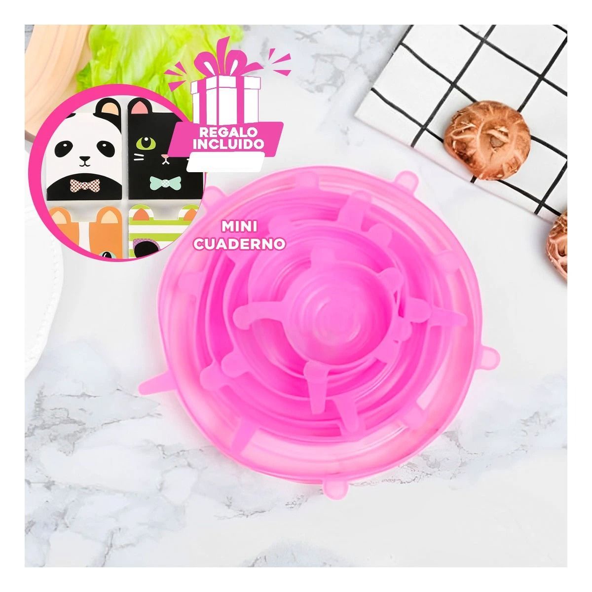 GENERICO - Pack6 Set para Tapar Utensilios Rosado Y+Regalo Agendita