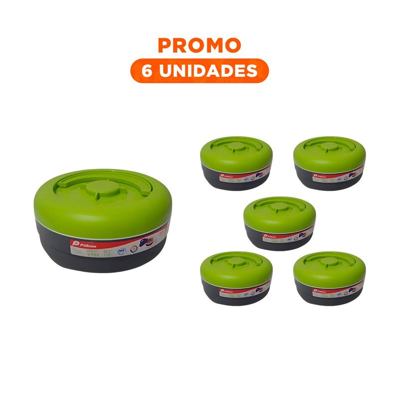 RYBIU IMPORT - Pack6 Envase Circular con Tapa Hermetica en Verde y Plomo