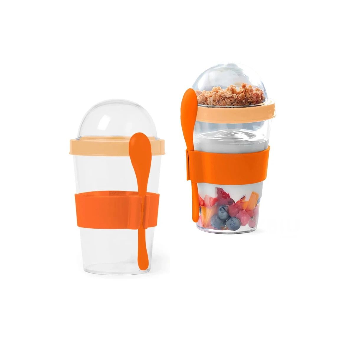 GENERICO - Pack4 Copa de Plastico de Granola para Desayuno Anaranjado