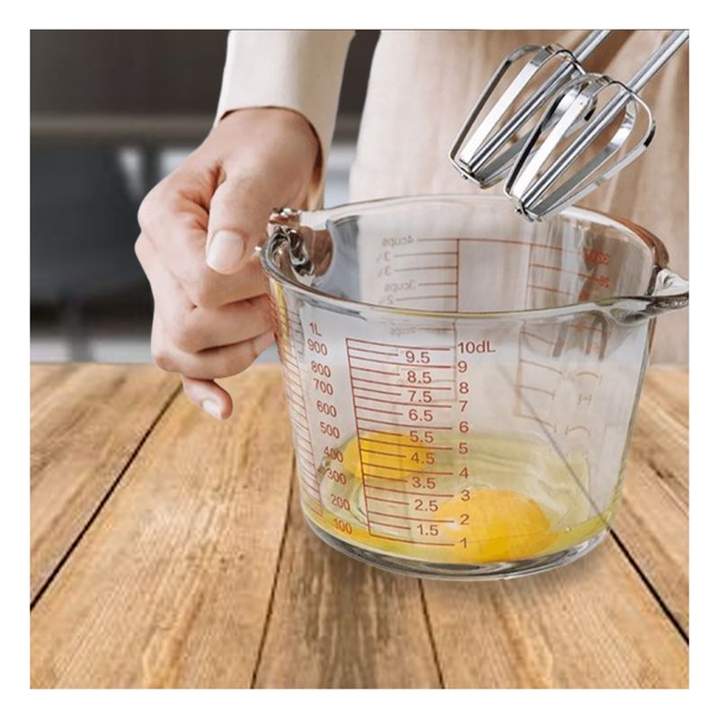 GENERICO - Pack2 Recipiente Medidor 1L Transparente Y+Ligas de Regalo