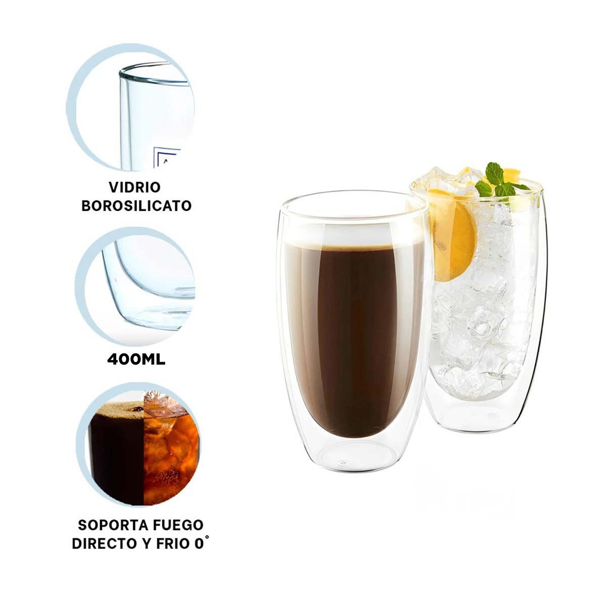 GENERICO - Pack2 Vaso Resistente al Calor Frio 400ml Y+Regalo Agendita