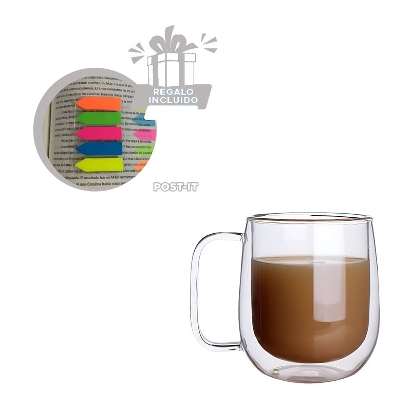 GENERICO - Pack12 Vaso de Uso en Casa u Oficina Y+Banderitas Adhesivas