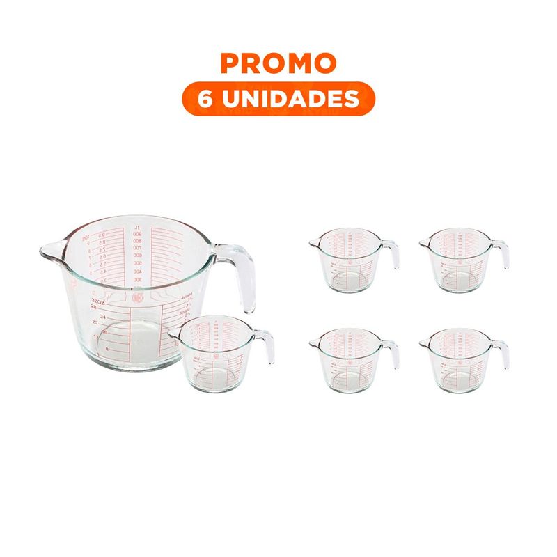 GENERICO - Pack6 Envase con Escala para Liquidos Transparente