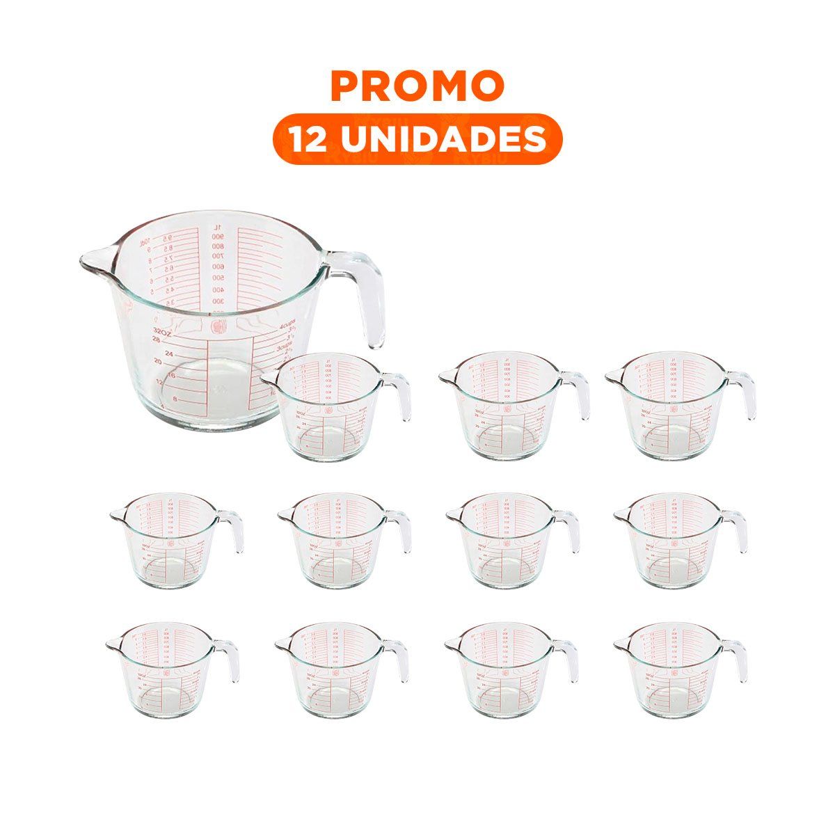 GENERICO - Pack12 Recipiente con Pico Vertidor Transparente