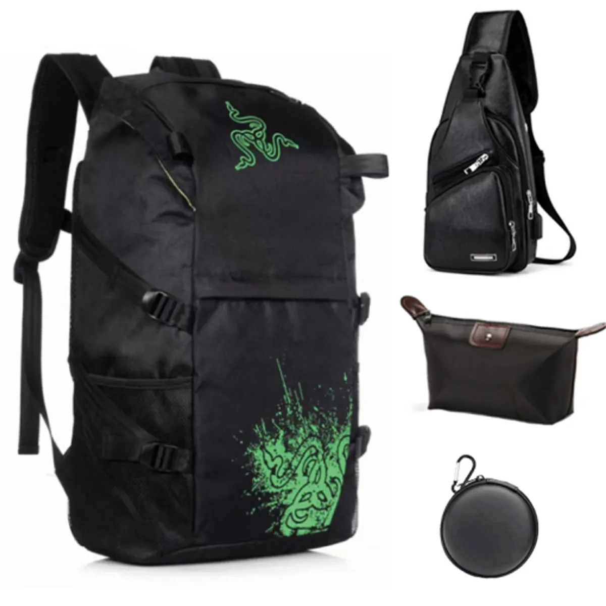 RAZER - Mochila Razer Notebook Impermeable Y 4 en 1 Cartera de viajes