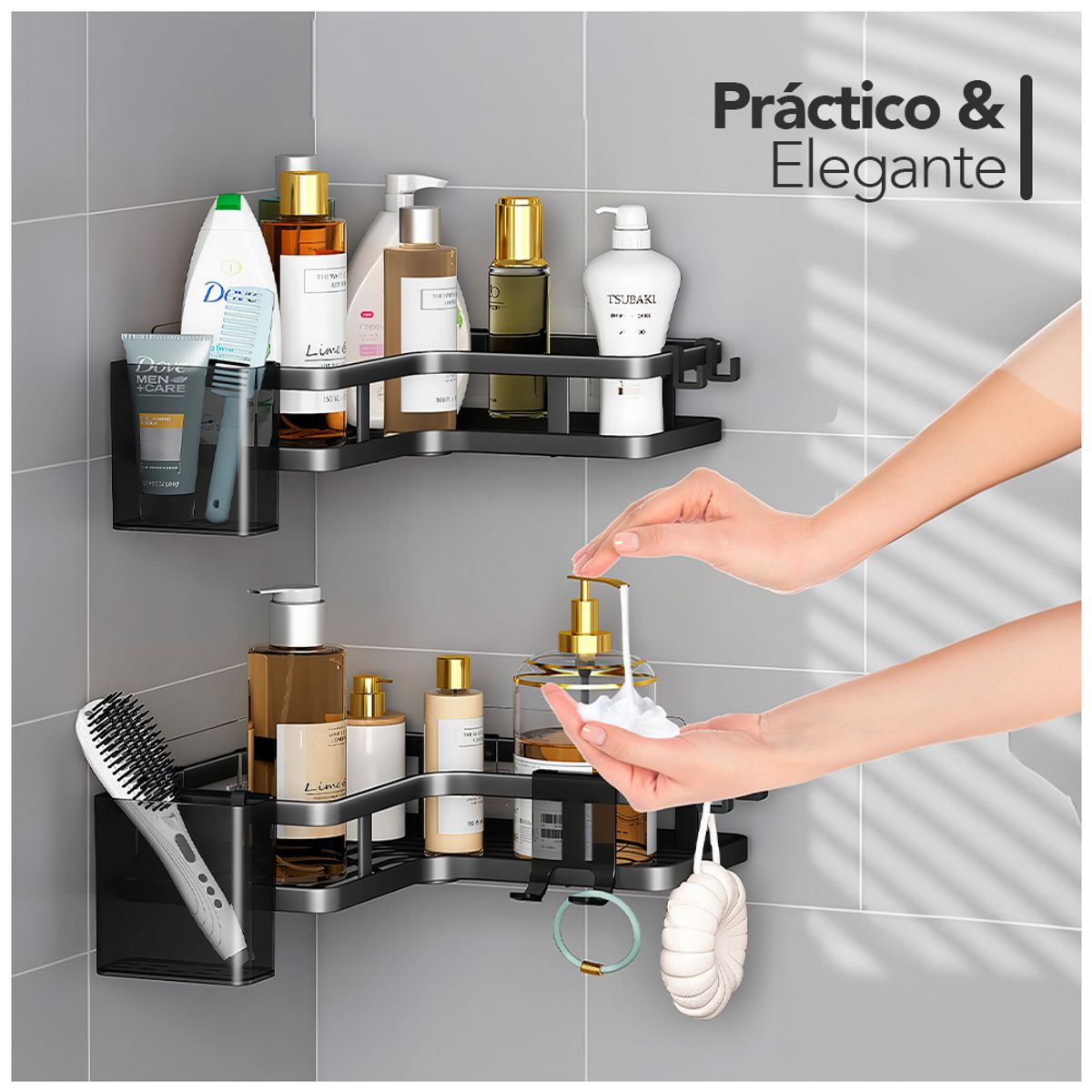 KELLER - Set de 2 Esquineros para Baño con Adhesivo JL9