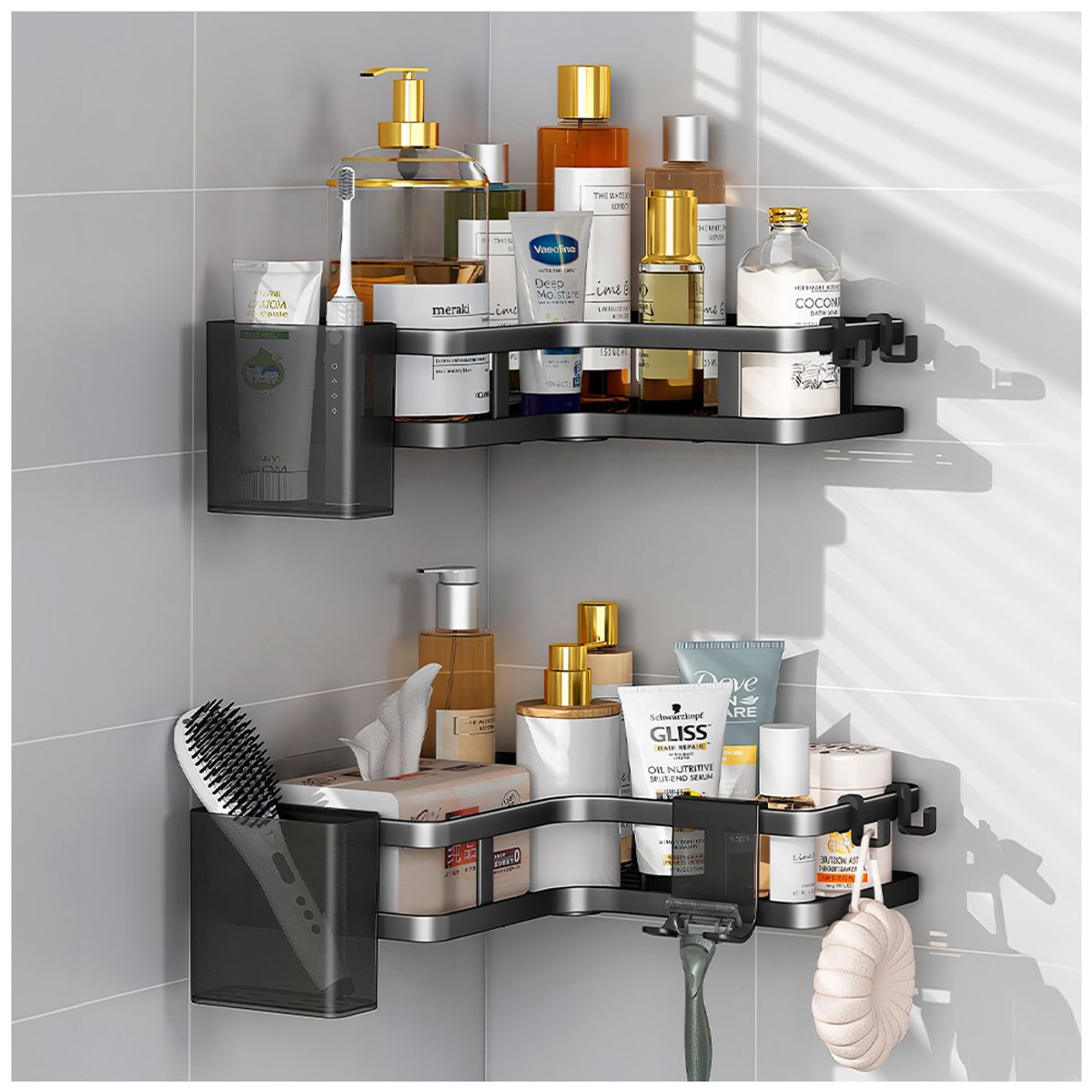 KELLER - Set de 2 Esquineros para Baño con Adhesivo JL9