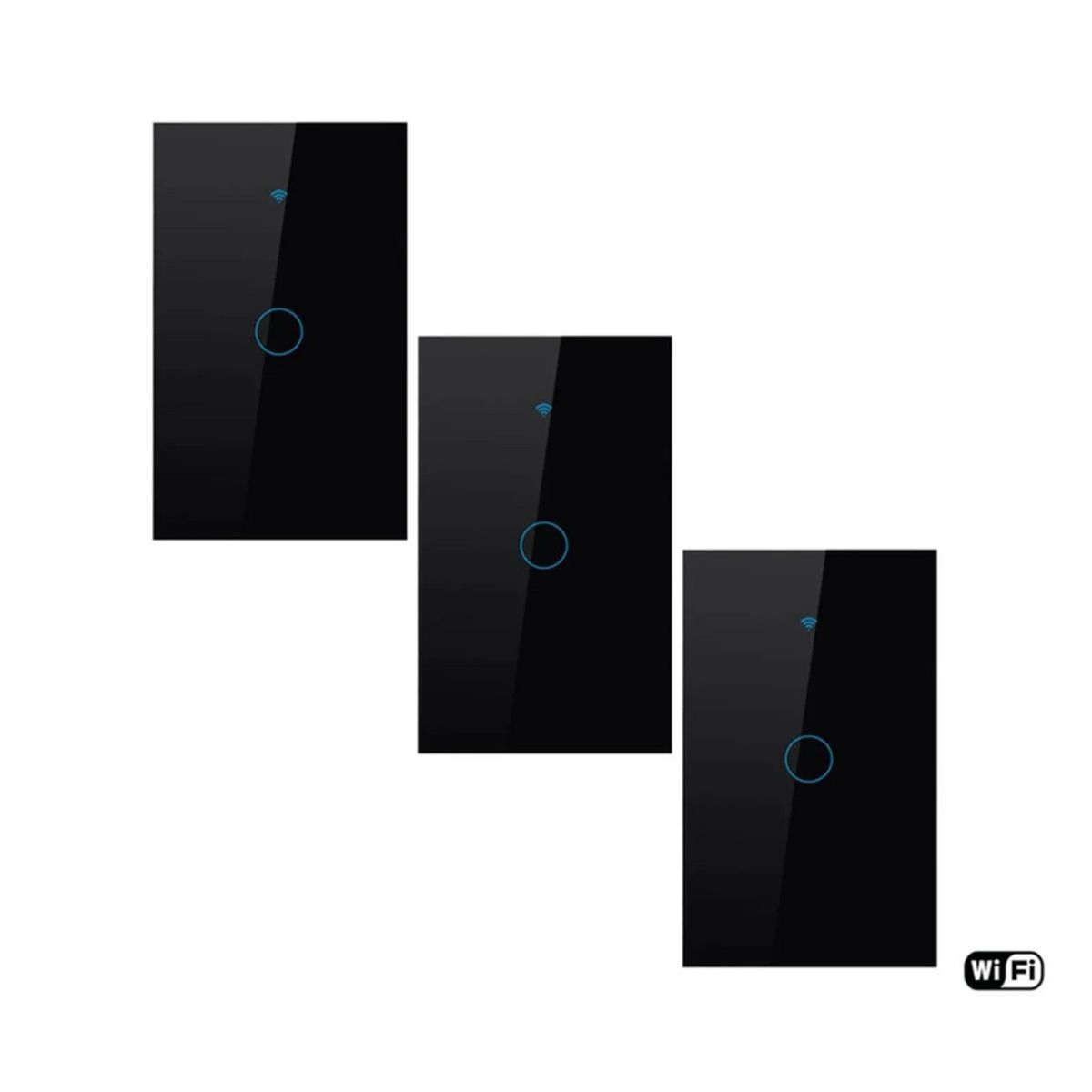GENERICO - PACK X3 INTERRUPTOR SMART WIFI ALEXA GOOGLE 1 BOTÓN NEGRO