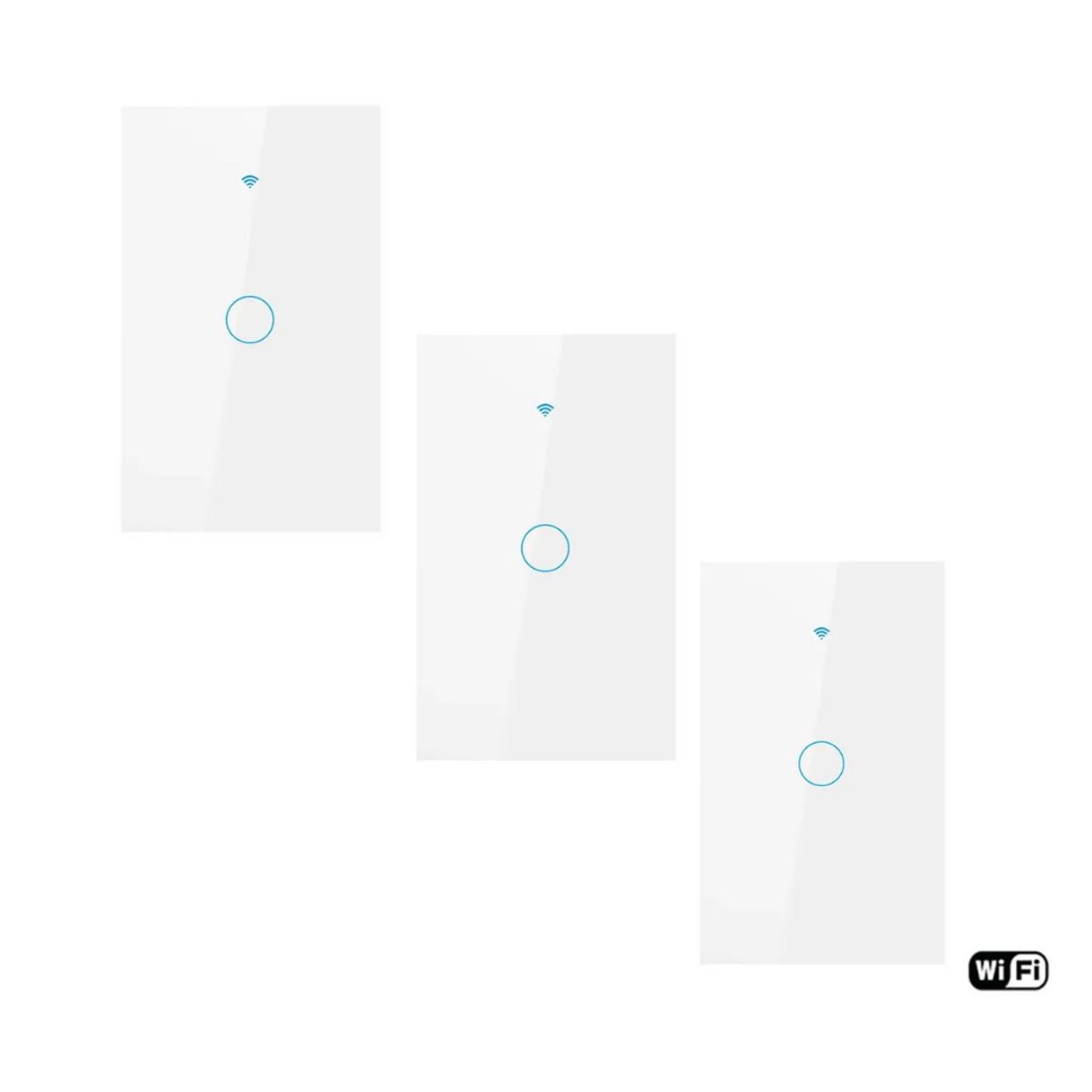 GENERICO - PACK X3 INTERRUPTOR SMART WIFI ALEXA GOOGLE 1 BOTÓN BLANCO