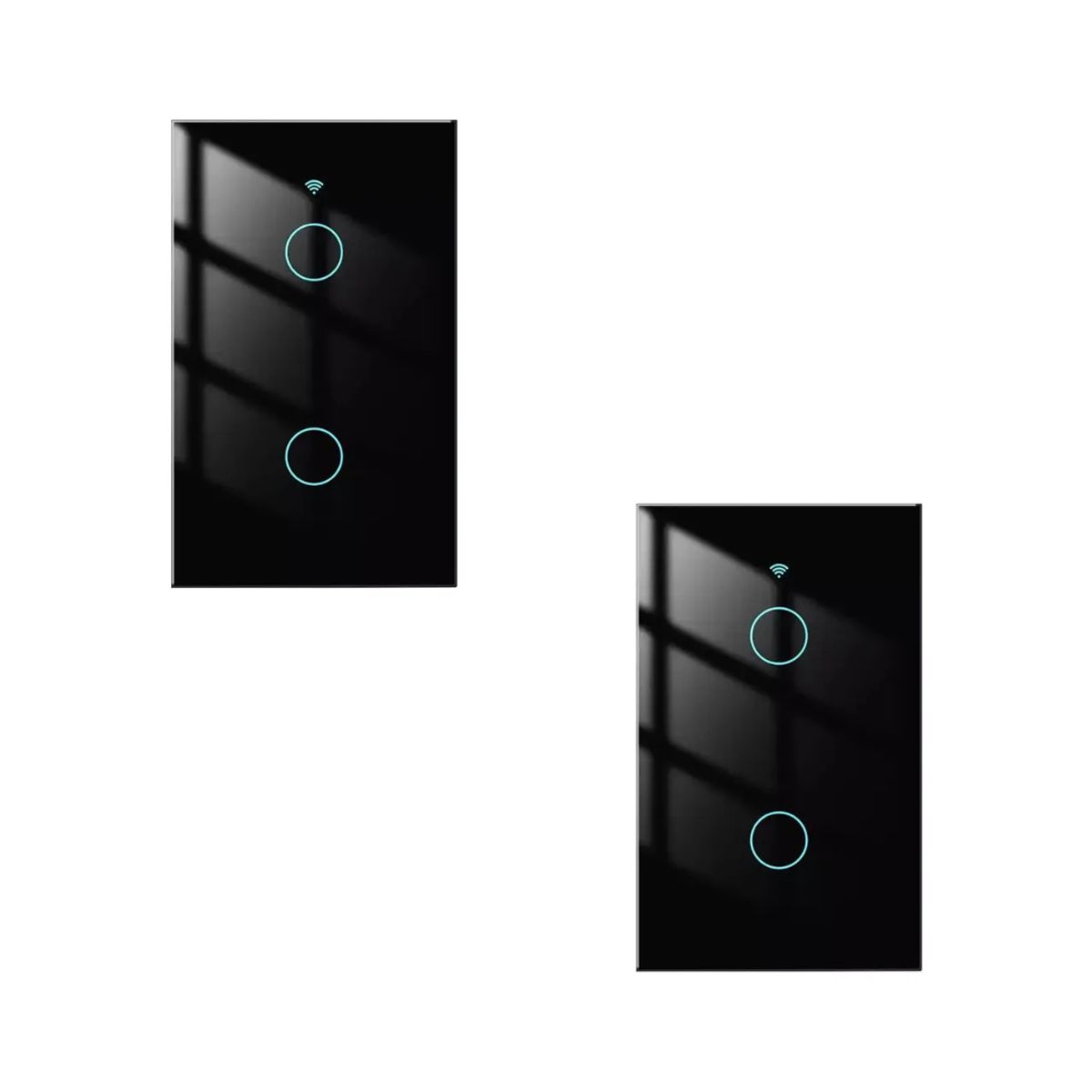 GENERICO - PACK X2 INTERRUPTOR SMART WIFI ALEXA GOOGLE 2 BOTONES NEGRO