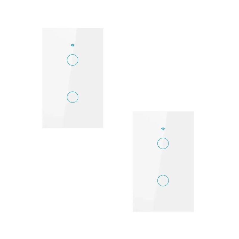 GENERICO - PACK X2 INTERRUPTOR SMART WIFI ALEXA GOOGLE 2 BOTONES BLANCO