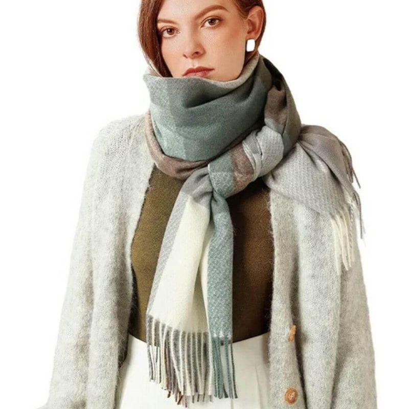 GENERICO - Maxibufandas Cashmere Pashmina Cuadros - Mide 180x70cm