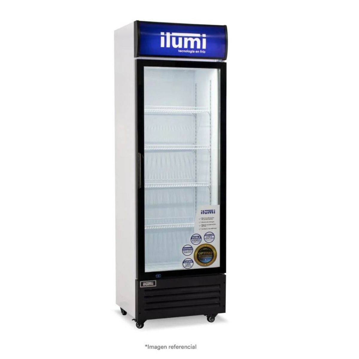 ILUMI - Exhibidor - Visicooler Ilumi Vertical 350Lt 1 Puerta Vidrio BC-3500BK - Negro