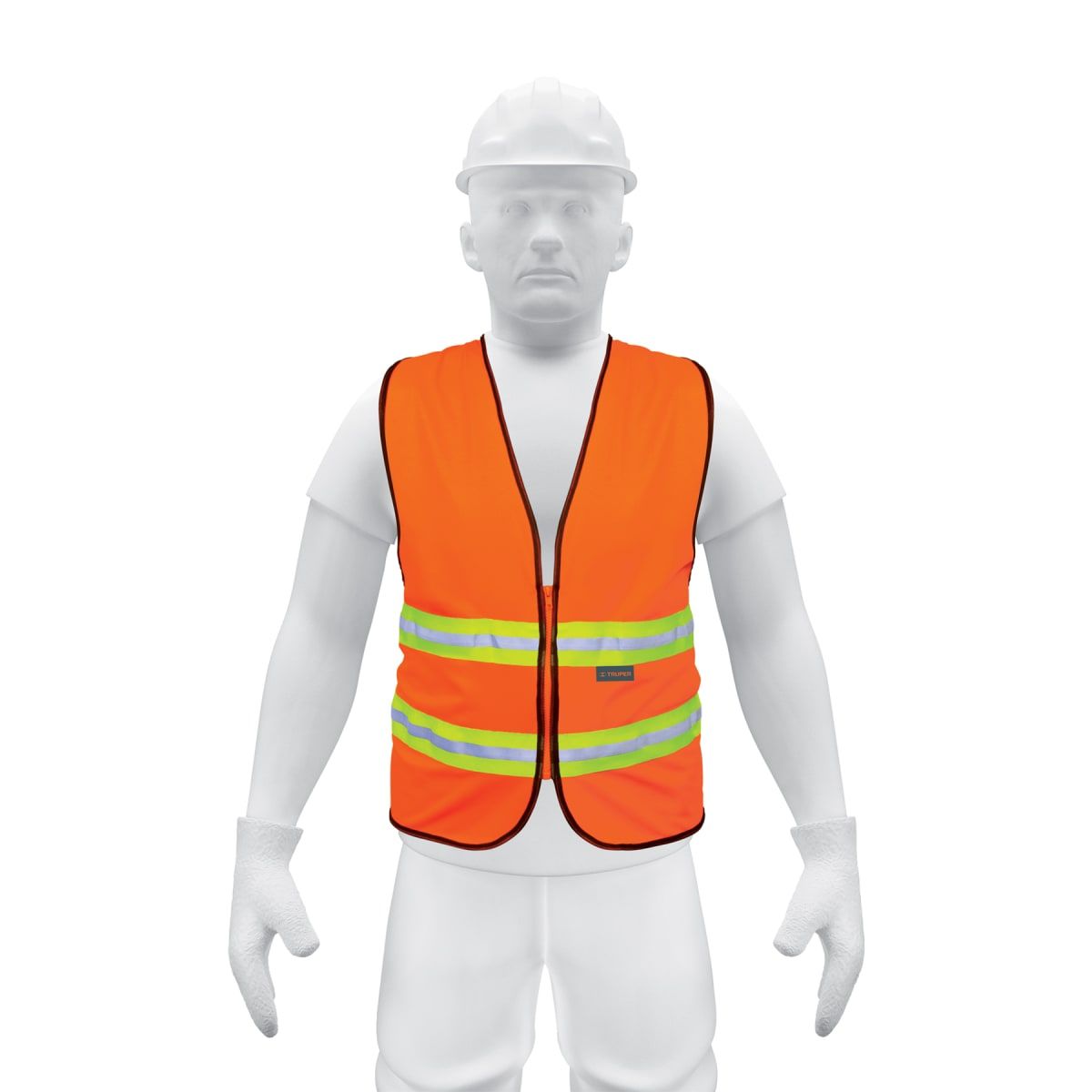 TRUPER - Chaleco de seguridad naranja alta visibilidad con cierre Truper