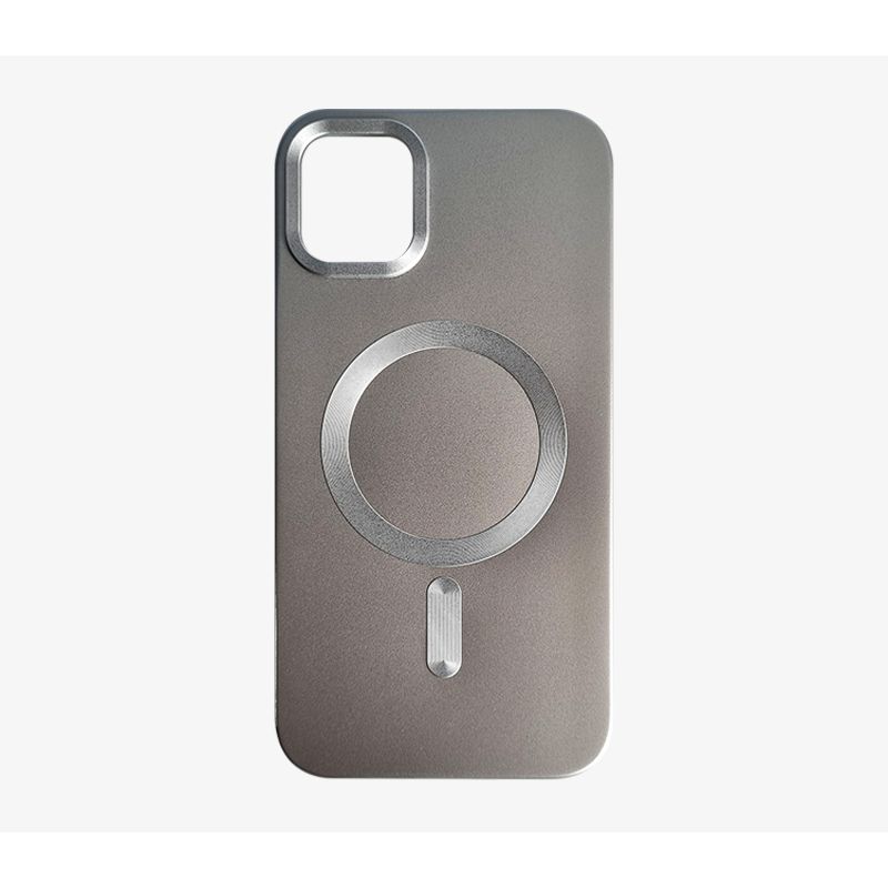GENERICO - FUNDA CASE METALIZADO COLOR GRIS CON CARGA INALÁMBRICA